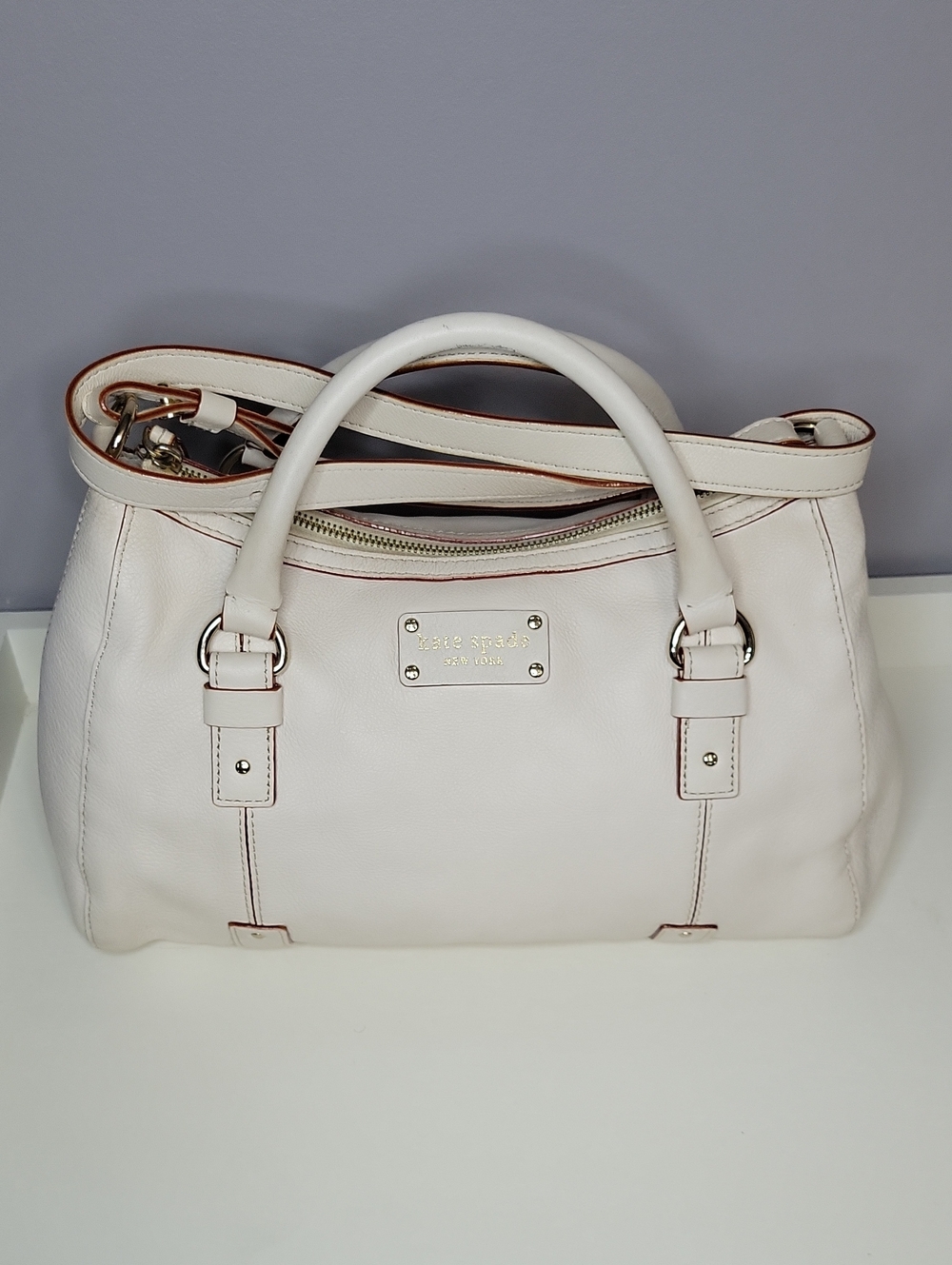 Kate Spade Ivory Red Trim Satchel Bag